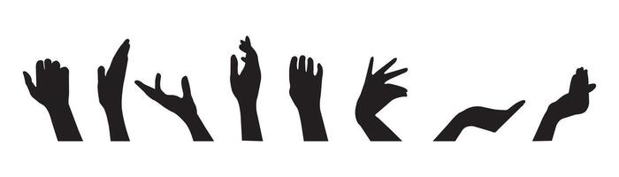 Set of hand silhouette icon. Hand gestures silhouettes collection. Set of different hand gestures. vector