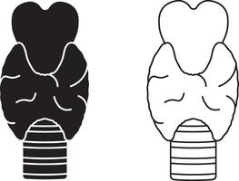 outline silhouette thyroid gland icon set vector