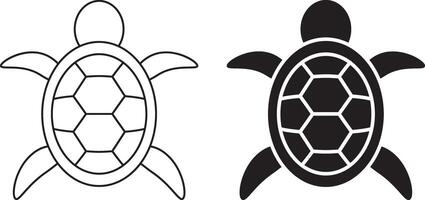 top view turtle icon set vector