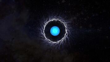 A blue star around which rings of particles in the form of vortices are formed. Elements of this image furnished by NASA.3D render. video