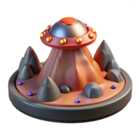 Digital Render of a UFO Landing on a Mountainous Terrain png