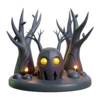 Digital Render of a Spooky Creature in a Dark Forest png