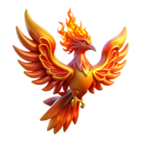 Fiery Phoenix 3D Illustration A Majestic Mythical Bird with Flaming Crest and Wings png