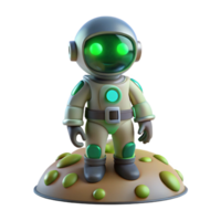3D Render of a Cute Astronaut Robot on a Planet png