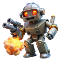 Atomic Robot Action Figure with Dual Cannons and Explosive Effects png