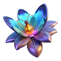 3D Render Iridescent Flower with Bug png
