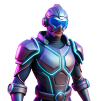 Neon Glow Futuristic Armor 3D Render Illustration A Dynamic Sci Fi Character in Vivid Colors png