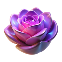 3D Render of a Purple Iridescent Rose Flower, Bokeh Effect, Closeup View, Digital Art, Floral Illustration, Abstract 3D Background, Shiny Petals, Realistic Style Rose png
