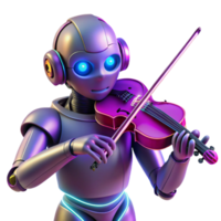 3D Render of Robot Playing Violin png