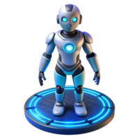 Futuristic Robot Design 3D Render of a Modern, Childlike Bot on a Neon Platform png