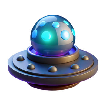 3d framställa av trogen UFO med lysande sfär abstrakt bakgrund bild png