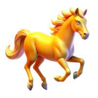 Golden Horse in Motion 3D Render Illustration A Dynamic Digital Artwork of a Running Stallion png