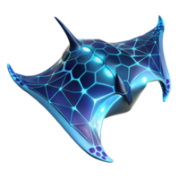 Futuristic Stingray 3D Render Glowing Bio Luminescent Aquatic Lifeform Illustration png