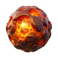 Glowing Molten Sphere 3D Render Abstract Background Image Orange Brown Lava Texture png