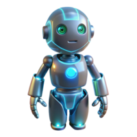 Futuristic 3D Render of a Friendly Robot Character Design, Digital Artwork of a Cute and Approachable Robotic Figure with Glowing Neon Accents png