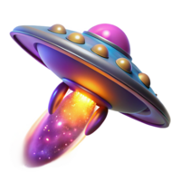 3D Render of a Futuristic Spaceship with a Vibrant Cosmic Trail png