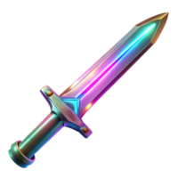 Iridescent 3D Render of a Fantasy Dagger with Glowing Blade png