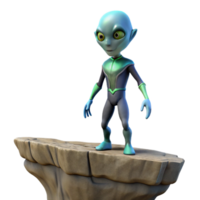 3D Render Cartoon Alien on Rock png
