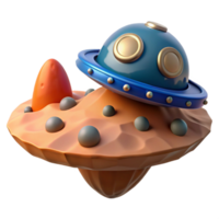 3D Render of a Spaceship Landing on an Alien Planet png