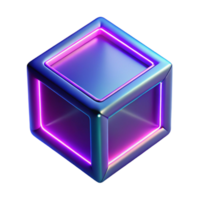 3D Render of a Neon Cube Abstract Background Image Purple and Blue Glowing Lines Futuristic Design Digital Art png