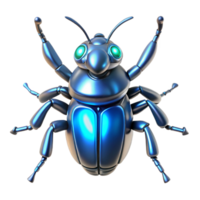 3D Render of a Futuristic Metallic Blue Insect Illustration with Shiny Surface and Articulated Limbs png