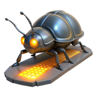 3D Render of Robotic Beetle on Illuminated Path png