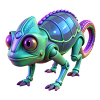 Cybernetic Chameleon 3D Render Iridescent Robotic Lizard Illustration, Futuristic Reptile Design png