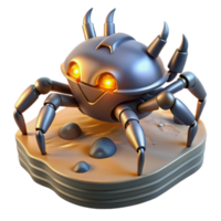 3D Render of a Futuristic Crab Robot on a Textured Base Illustration png