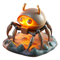 Glowing Robotic Crab 3D Render Illustration Futuristic Creature Design Digital Art png