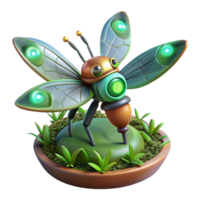 3D Render of a Futuristic Firefly Robot in a Potted Plant Setting png