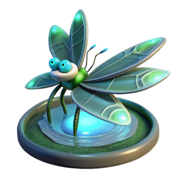 3d render libélula ilustração futurista inseto png