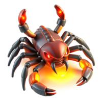 Fiery Robotic Scorpion 3D Render png