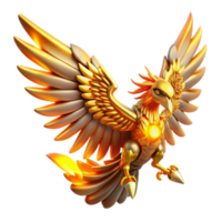 Golden Gryphon Majestic Fantasy Creature with Fiery Wings png