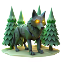 magnificent modern Robotic Wolf in Forest Setting 3D Render authentic png
