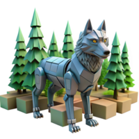 magnificent rustic Robotic Wolf in Forest Setting 3D Render original png