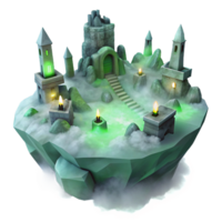 Enchanted Foggy Island Castle with Green Glow png