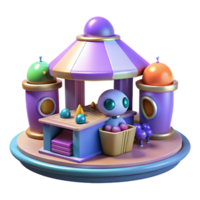 3D Render of a whimsical Toy Booth with a Robot Clerk png