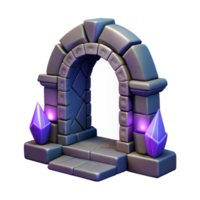 3D Render of a Stone Archway with Glowing Crystals Game Asset png