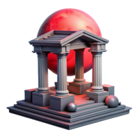 3D Render of Ancient Temple with Red Planet Background png