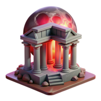 3D Render of Ancient Temple Illuminated by Glowing Moon A Digital Illustration png
