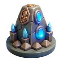 3D Render of Mystical Stone Structure with Crystals png