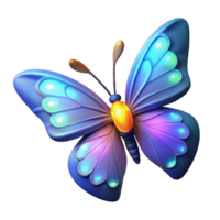Luminous Butterfly 3D Render Glowing Wings Insect Art Graphic Design Element png