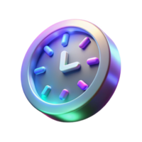 Neon Gradient 3D Clock Icon Illustration Time Management Concept Digital Clock Interface Design Element png