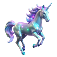 3D Render of a Sparkling Iridescent Unicorn Galloping, Magical Creature, Mythological Horse, Fantasy Animal, Digital Art, Rainbow Colors, Mythical Beast png