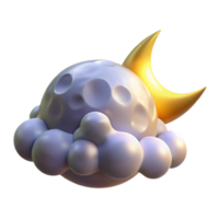 impressive artistic 3D Moon and Clouds Illustration premium png