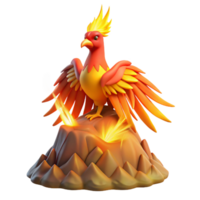 beautiful traditional 3D Render of Mythical Firebird authentic png