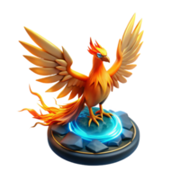 vibrant minimalist Majestic Phoenix 3D Render of Mythical Firebird authentic png