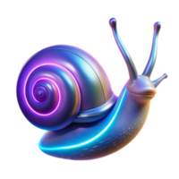 Neon Snail 3D Render Iridescent Shell Spiral Abstract Background Digital Art Cyberpunk Snail Glowing Lines Smooth Surface Colorful Gastropod png