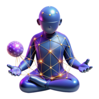 3D Render of a Robot in Lotus Position png