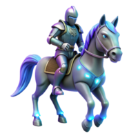 Futuristic Knight on a Cybernetic Horse 3D Illustration png